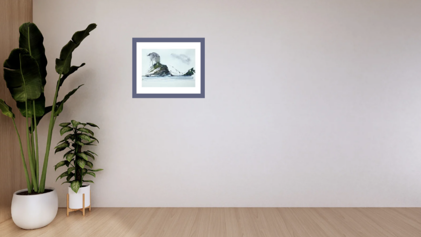 Example room with framed print on wall