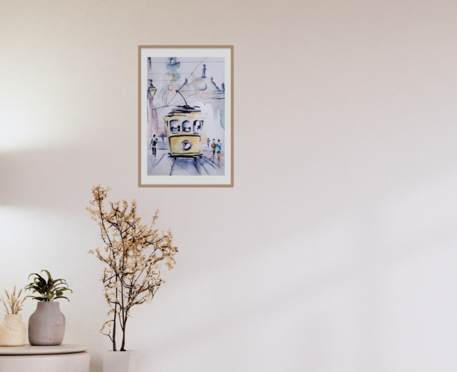 Example room with framed print on wall